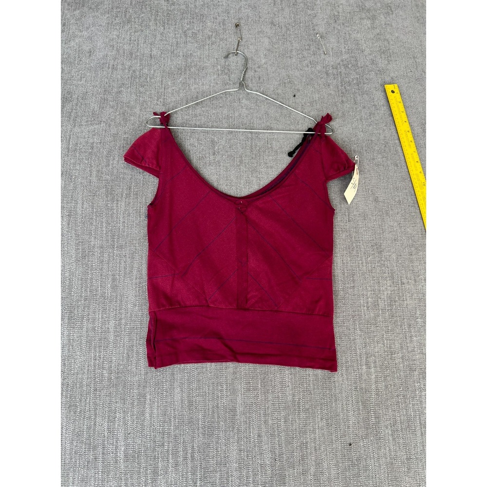 Vintage Superluckycat Corset Top Womens S/M Berry Red Cropped Boho Quiet Luxury